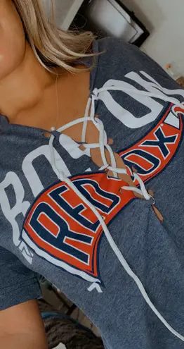 Majestic DIY Lace Up Boston Red Sox T-Shirt