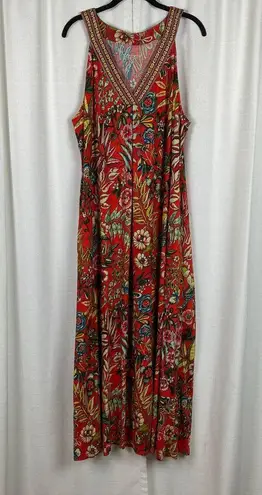 Soft Surroundings Orange Tropical Floral Onani Maxi Dress Sz.1X