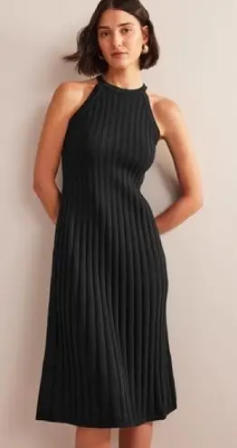 Boden USA BODEN NWT Sleeveless Knitted Midi Dress 6 Black Rib Knit High Neck Quiet Luxury