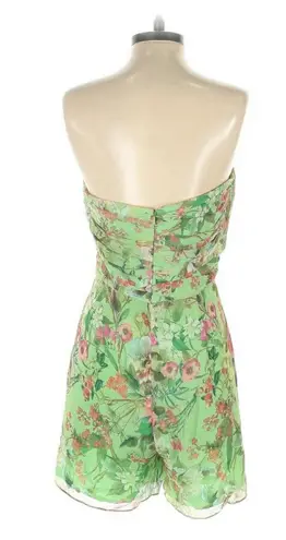 Jay Godfrey Lydia Romper Strapless Green Floral Sweetheart Neckline Chiffon 4