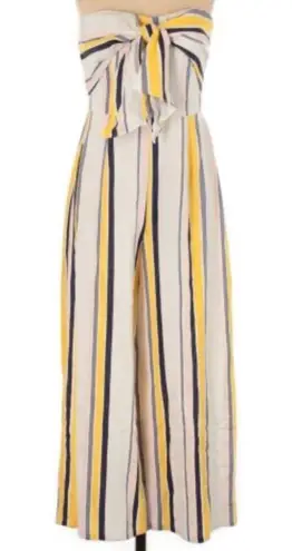 Gypsies & Moondust Striped Linen Cropped Wide Leg Strapless Jumpsuit Size 5
