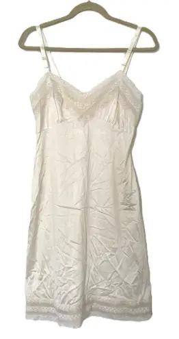 Vtg Made Nylon Full Slip Lingerie Dress Ivory Lace Sissy Retro Nightie No Sz Tag
