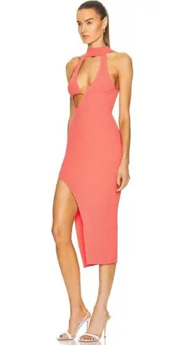 DAVID KOMA For FWRD Maxi Dress in Red Orange Medium New Womens Ribbed Knit Midi