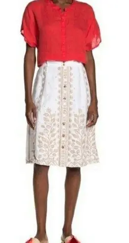 Johnny Was Embroidered Linen Skirt - Size XS - EUC