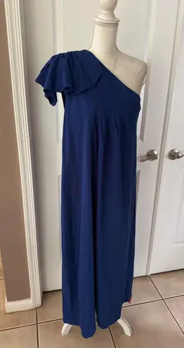 Farm Rio Linen Blend Leaf One-Shoulder Midi Dress. Size S. MSRP $285