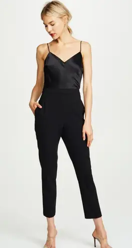 Black Halo Women's Silk Black Top Skinny Fitted Pockets Jumpsuit Size 2
