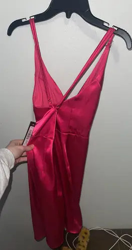 Dillard's Pink Satin Semi-Formal Dress