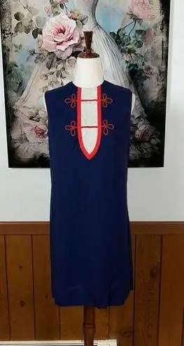 Adorable Vintage 1970s Fashion Wagon Mini Dress! Blue Size 14