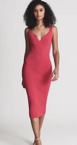Reiss Womens DAKOTA SWEETHEART NECK KNITTED PINK BODYCON DRESS Size XL NWT