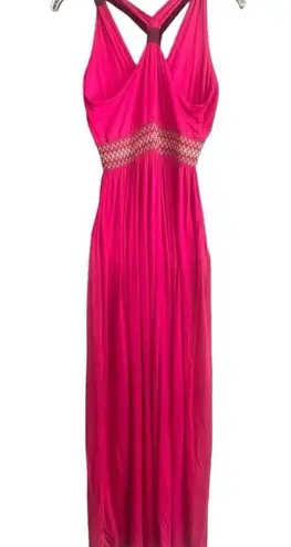 Pink Rose Pink Razorback V-Neck Maxi Dress. Size Large.