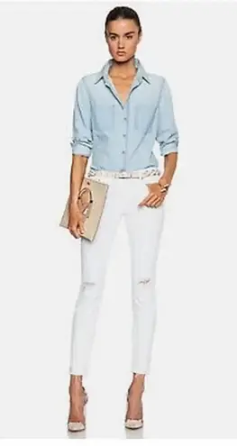 MOTHER Denim Jeans Looker Ankle Fray Little Miss Innocent White- Size 25