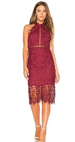 Bardot  Gemma Leaf embroidered burgundy dress halter top x Revolve