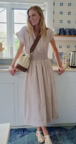 ๐MIRTH๐ Granada Dress ~ Bronze Stripe Print Medium Tan