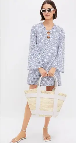 Tuckernuck Hyacinth House Blue Quatrefoil Blake Mini Dress NWT Sz. S