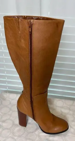 Liz & Co Brown Knee High Heeled Leather Boots 7.5