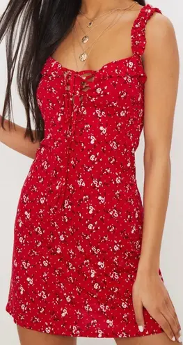 Pretty Little Thing Red Floral Dress