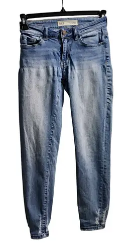 BKE Stella Mid-Rise Jeans Slim Fit Ankle Skinny Distressed Light Wash 25