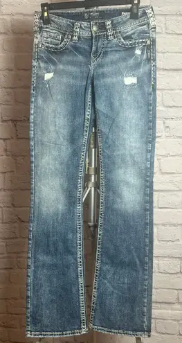 Silver Jeans Co. Tuesday Low Boot Distressed Jeans Women's W26 L33 Blue Size 26