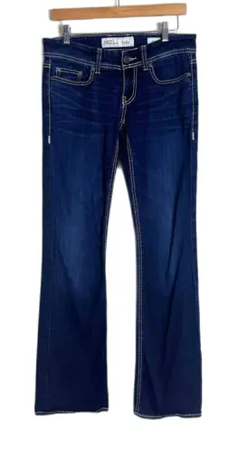 BKE Denim Stella Jeans Womens 28L Dark Wash Blue Bootcut Stretch Contrast Stitch