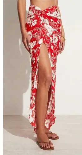 Faithfull the Brand Lulu Maxi Skirt Camara Floral Print Red, size 6