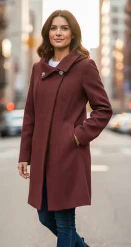 Betabrand NWT  All Day Coat in Red Hooded Size L - Image 1