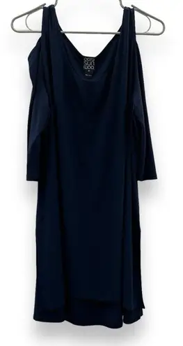 Clara Sun Woo Navy Blue Scoop Neck Cold Shoulder Tunic Top Sz 1X