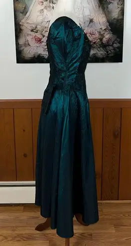 Alfred Angelo Gorgeous Vintage 1980s/90s Teal Taffeta Prom Dress!