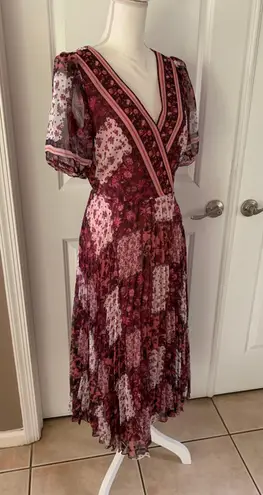 Notte Marchesa Floral Print Chiffon Midi Wrap Dress