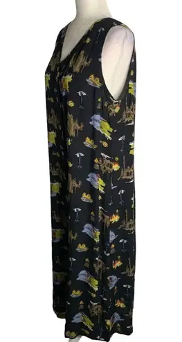 carole little Vintage 90s Dress Shirt Set L Black Button Up Short Sleeve Rayon