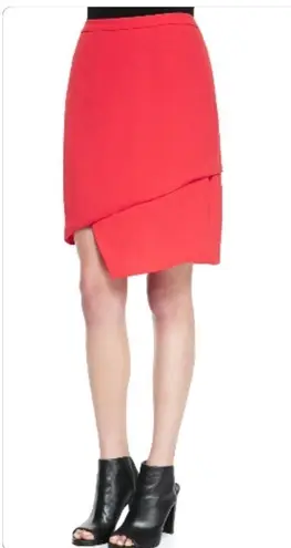 J Brand  Red Asymmetrical Tiered Skirt, Size 4