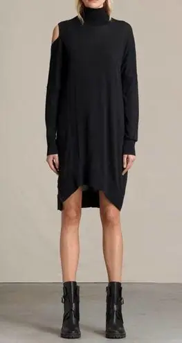 ALLSAINTS Cecily Black Asymmetrical Turtle Neck Sweater Dress Small