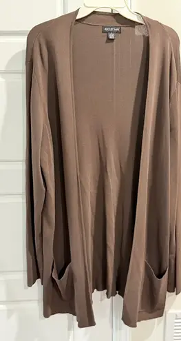 August Max Brown Women's Cardigan Classic Minimalist Office Airport Layering