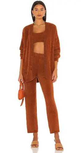 Camila Coelho Alondra fuzzy high-rise cropped pants in chocolate size S small