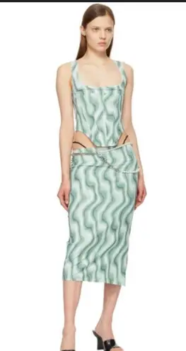 Stylish Patterned Miaou Green Mesh Moni Skirt revolve designer spring S boho