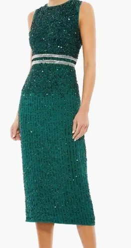 Mac Duggal NWOT Sleeveless High Neck Midi Sheath Dress NEW Size 6 deep emerald