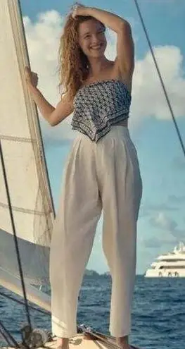 💕DOEN💕 Louvre Pant ~ High Waisted Pleated Ankle Pants Salt White 8 NWT