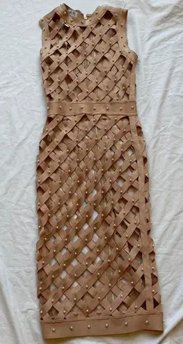 House Of CB Sexy cut out dress Nude Pearl beaded dress Bandage dress maxi dress