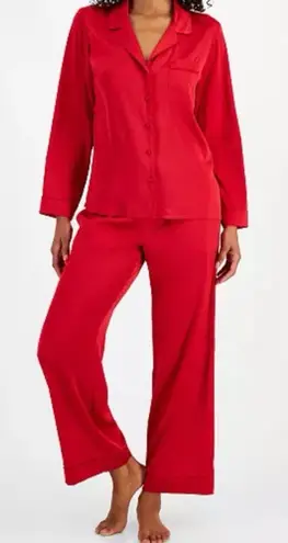 I.N.C. International Concepts Satin Long Pajama Set, Red Women’s XXL
