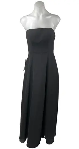 Azazie NEW Black Strapless Sleeveless Tube Bridesmaid A Line Maxi Dress Size 2