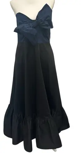Hutch x Anthropologie Navy Black Strapless Bow Maxi Dress Gown Coquette Formal