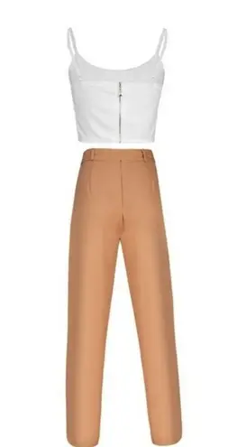 **HP** NEW High Bow Tie Waist Crop Pants & Top Set White Size L - Image 4