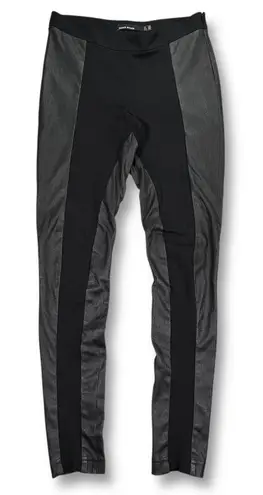 Karen Millen Black Faux Leather Panel Leggings Pants Womens 4