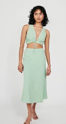 Sabo Cambelle Green Sleeveless Cutout Tie Front Cami Camisole Midi Tank Dress M Size M