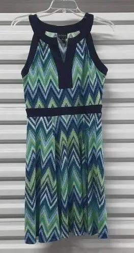 Enfocus Studio En Focus Studio Dress Womens Size 6 Blue Chevron Print