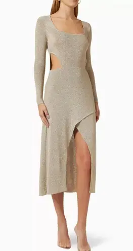 Misa Minka Cut-out Midi Dress in Lurex Jersey Size S NWOT