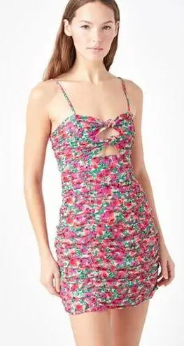 Endless Rose Floral Fitted Summertime Ruched Mini Dress Size Small