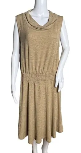 Soft Surroundings Dress Womens Large Petite Tan Kerry Cowl Neck Casual Neutral