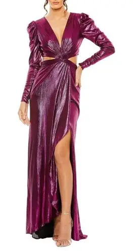 Ieena for Mac Duggal Cutout Metallic Gown