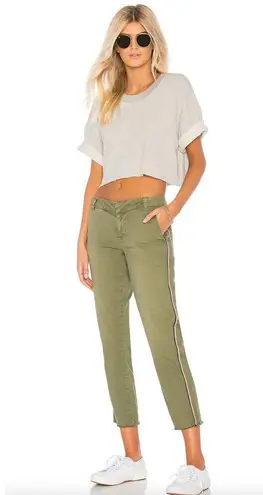 Sunday Revolve Le Soleil Pant Contrast Stripe Frayed Hem in Cactus Size 28 NWT Green