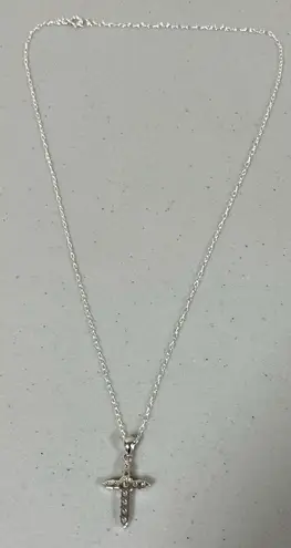 Sterling Silver Diamond Cross Pendant Charm Necklace Choker Jewelry 🩶